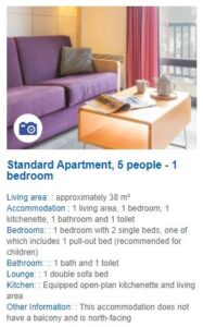 Apartment description for a 1 bedroom apartment in Residence de la Foret Flaine